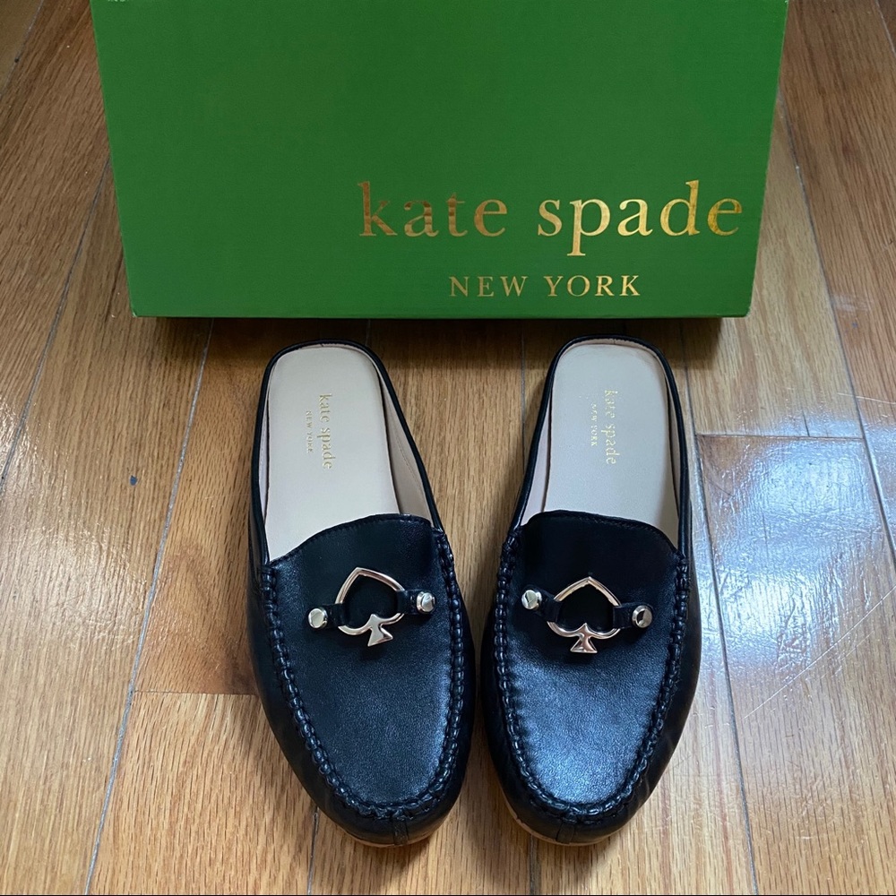 New in box Kate Spade Colada Leather Mules Backless Loafers size 6 comfy sliders
